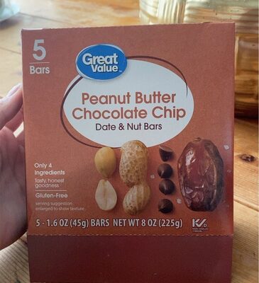 Peanut butter chocolate chip date and nut bar