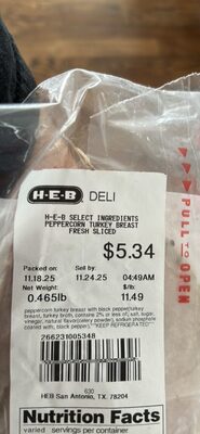 Peppercorn Turkey Breast Fresh Sliced