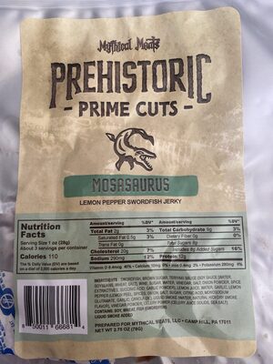 Prehistoric Prime Cuts - Mosasaurus- Lemon Pepper Swordfish Jerkey