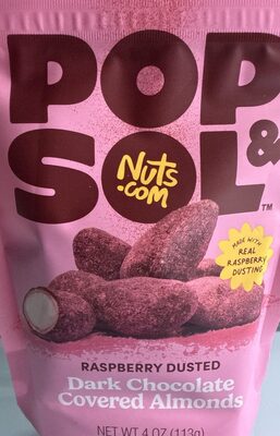 Raspberry Dusted Dark Chocolate Covered Almonds