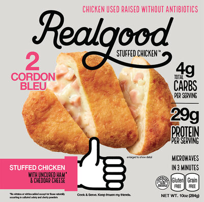 Realgood stuffed chicken with uncured ham & cheddar cheese
