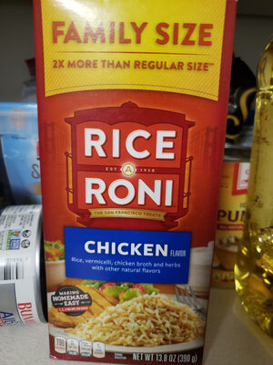 Rice, vermicelli, chicken broth and herbs with other natural flavors, chicken