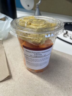 Roast Pumpkin Hummus, Carrots