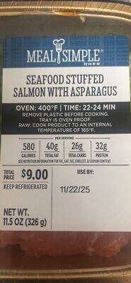 Seafood Stuffed Salmon with Asparagus