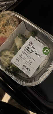 Seafood-Stuffed Salmon with Broccoli