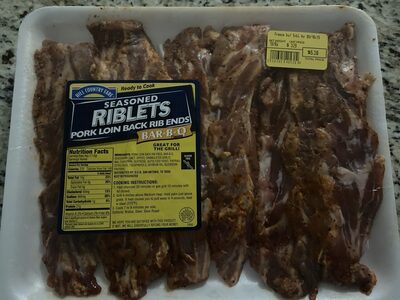 Seasoned Riblets Pork Loin Back Rib Ends BAR B-B-Q