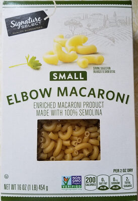 SMALL ELBOW MACARONI - Enriched Macaroni Product Made with 100% Semolina