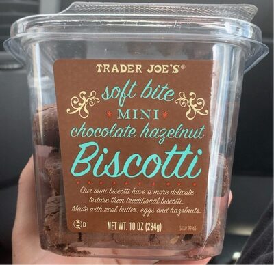 Soft bite mini chocolate hazelnut biscotti