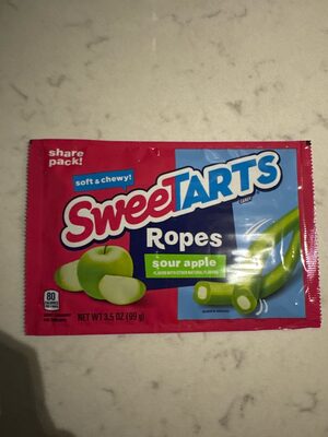 Sour apple flavor soft & chewy ropes candy