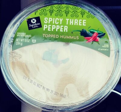 Spicy three pepper topped hummus