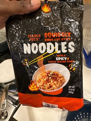 Squiggly Knife Cut Style Noodles with a Spicy Garlic Sesame Sauce