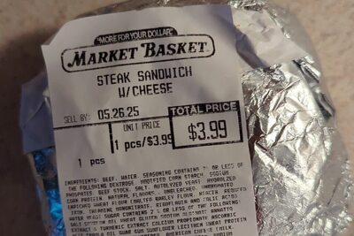 Steak sandwich W/Cheese