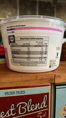 Strained fat free Greek yogurt
