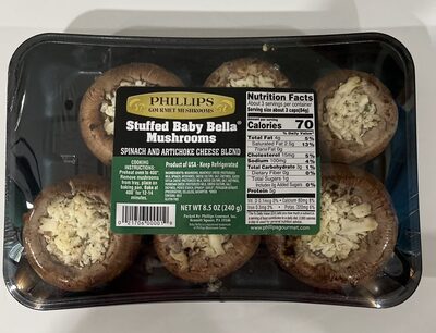 Stuffed Baby Bella Mushrooms Spinach & Artichoke