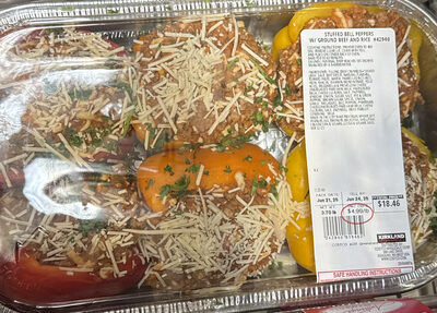 Stuffed Bell Peppers w/ Ground Beef and Rice