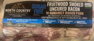 Sugar free fruitwood smoked uncured bacon