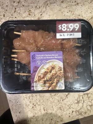 Teriyaki Chicken Breast Kabobs on Wooden Skewers