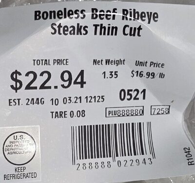 Thin Cut Boneless Ribeye