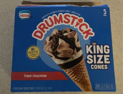 Triple chocolate king size frozen dairy dessert cones