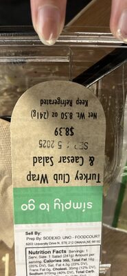 Turkey Club Wrap & Caesar Salad