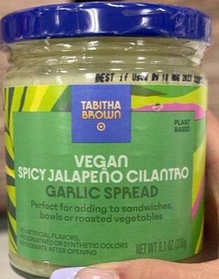 Vegan spicy jalapeño cilantro garlic spread