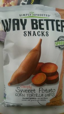 Way better snacks, whole grain corn tortilla chips, sweet potato