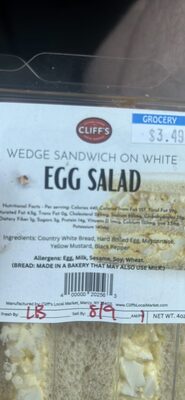 Wedge Sandwich on White Egg Salad