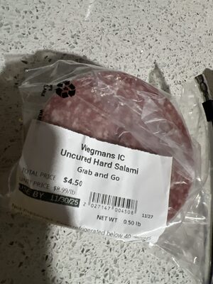 Wegmans IC Uncured hard Salami