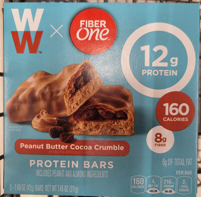Weight Watchers Fiber One Peanut Butter Cocoa Crumble Protein Bars