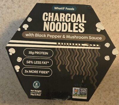 WhatIF Foods Charcoal Noodles with Black Pepper and Mushroom Sauce