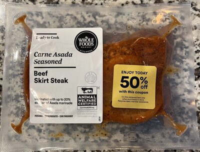 Whole Foods Ready To Cook Carne Asada Beef Skirt steak