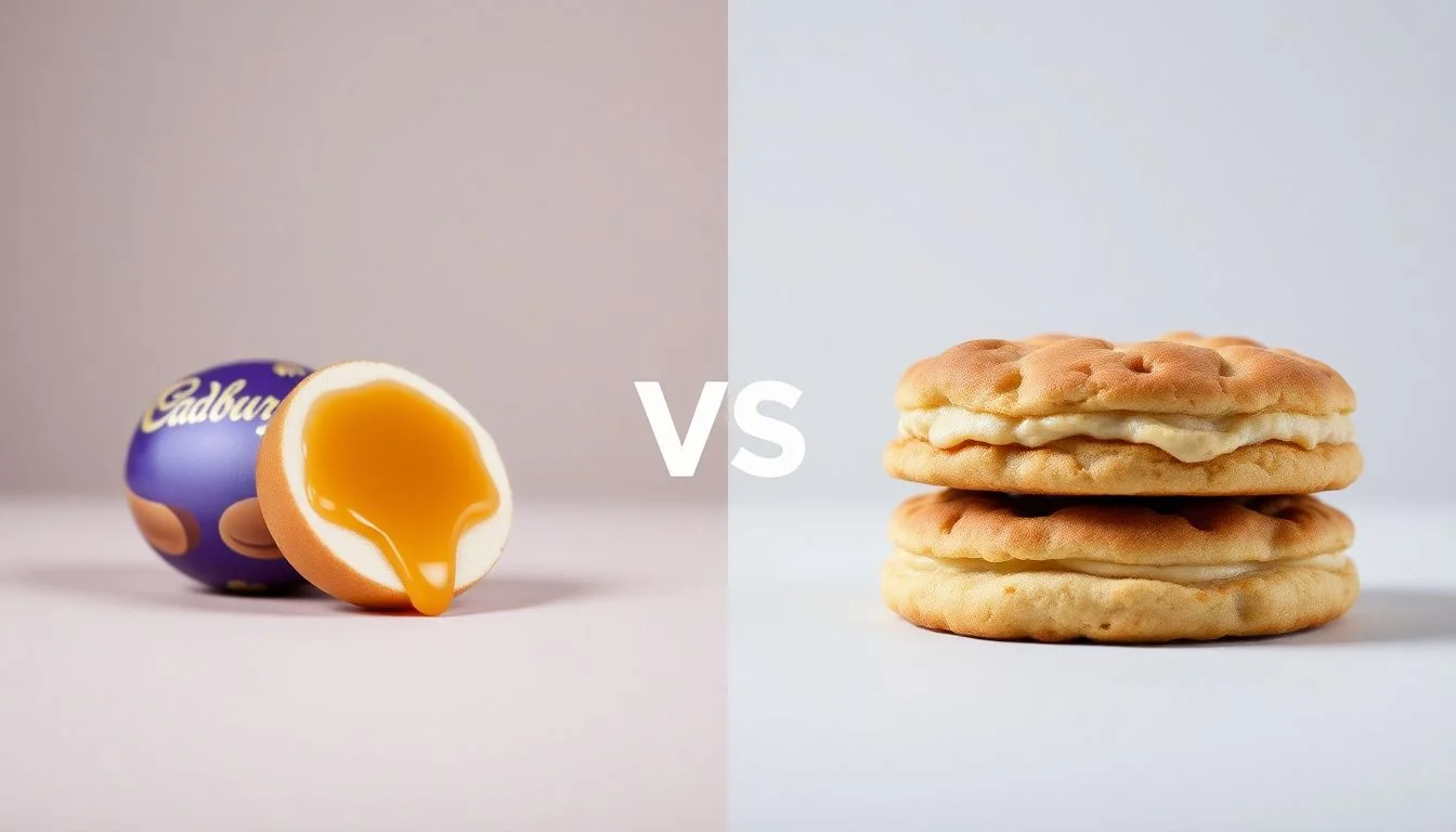 Cadbury Caramel Egg vs Cinnamon Brown Sugar Breakfast Biscuits
