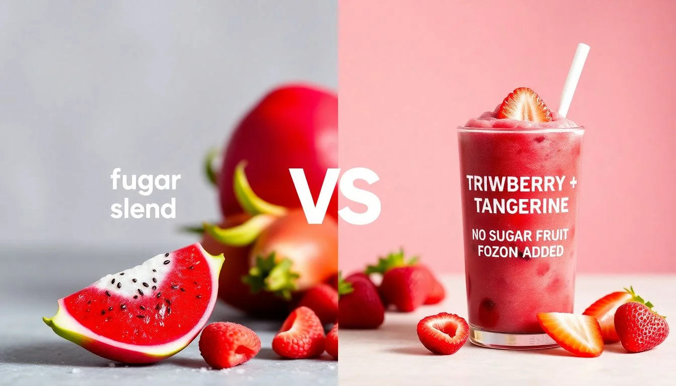 Frozen Dragon Fruit Blend vs NO SUGAR ADDED STRAWBERRY • TANGERINE • RASPBERRY