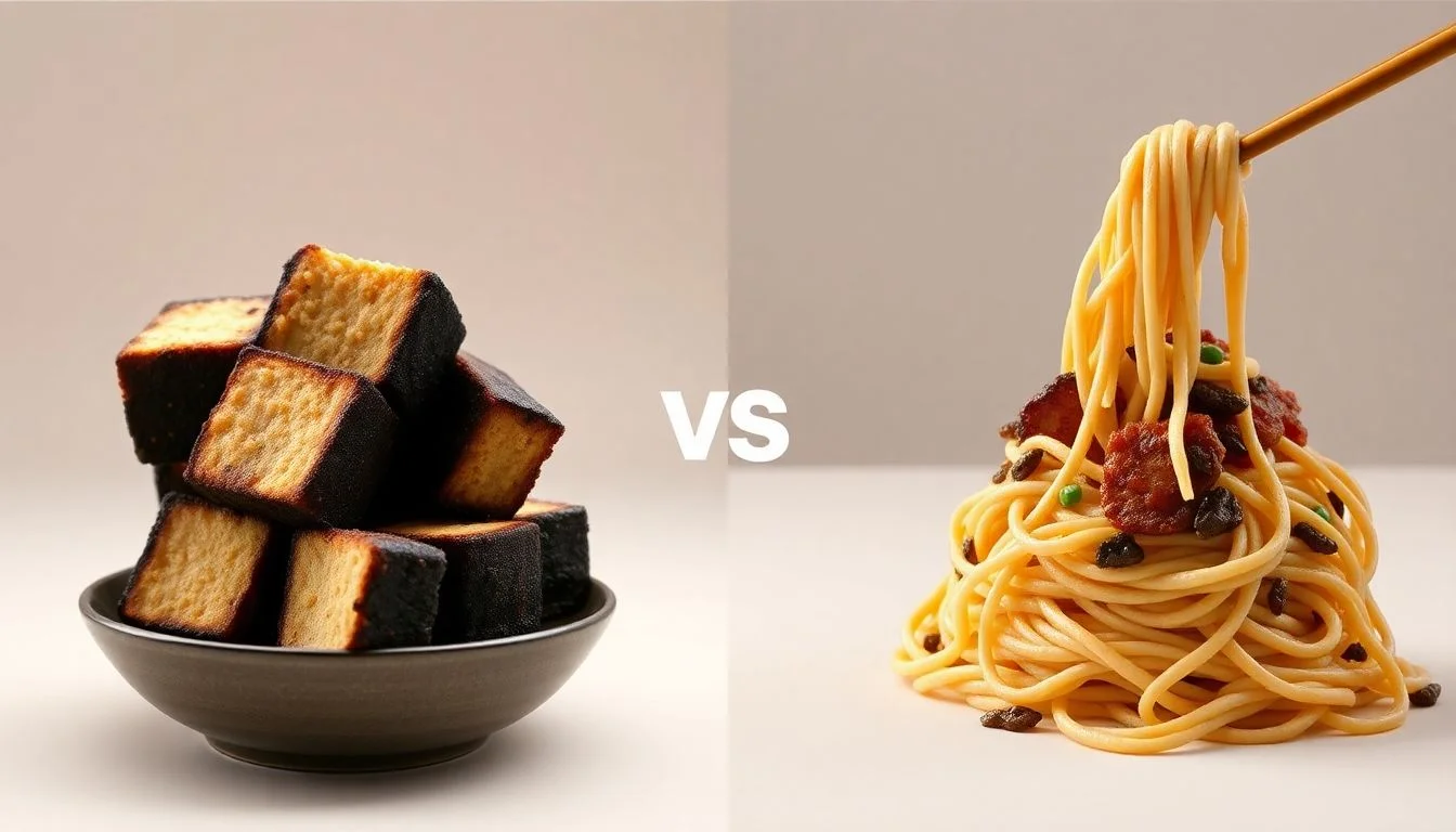 Jumbo Black Dry Tofu vs Udon stir fry noodles imp