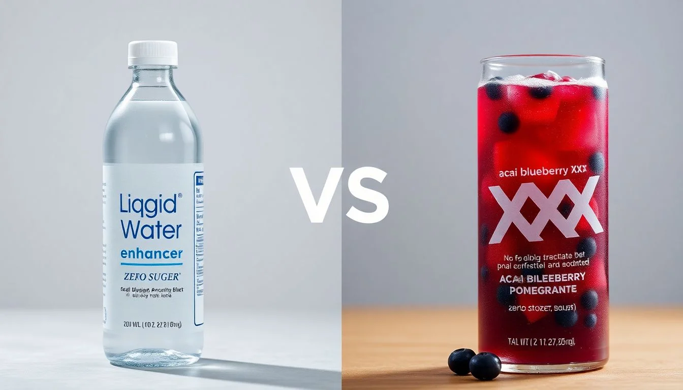 Liquid Water Enhancer vs zero sugar açai blueberry pomegranate XXX flavored + other natura