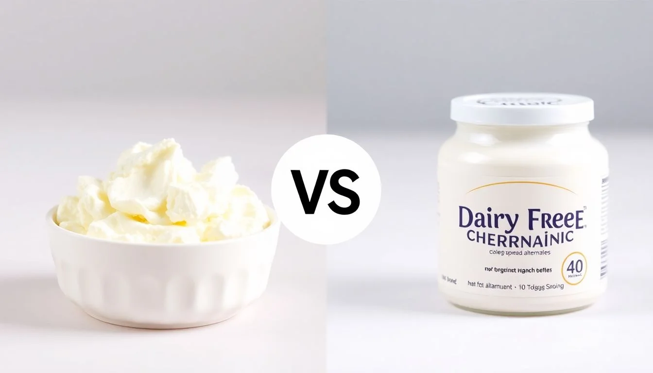 Low Fat Cottage Cheese vs Dairy Free Cheese Spread Alternative Garlic & Herbs