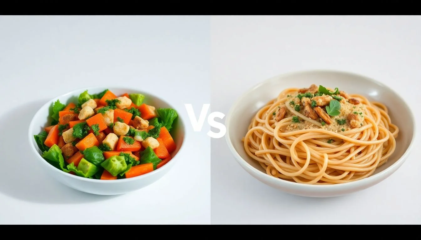 Mediterranean Bowl vs Rice Noodles Linguine