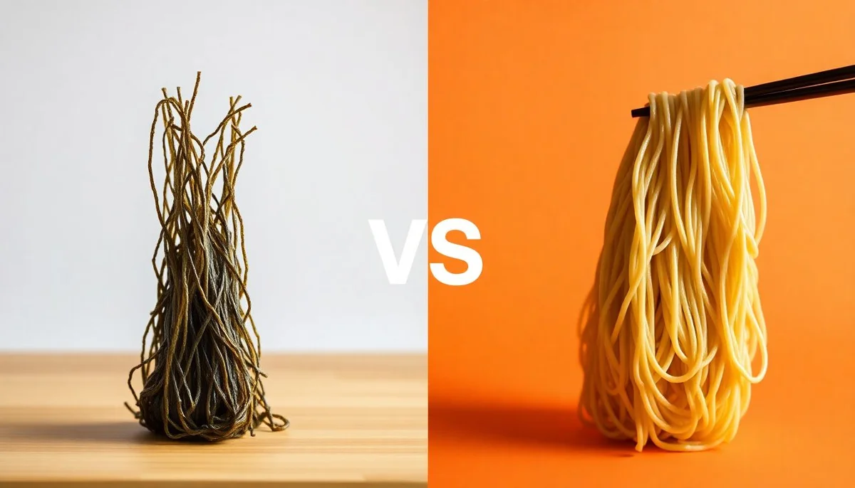 Mozuku Seaweed vs Japanese Noodles Comparison