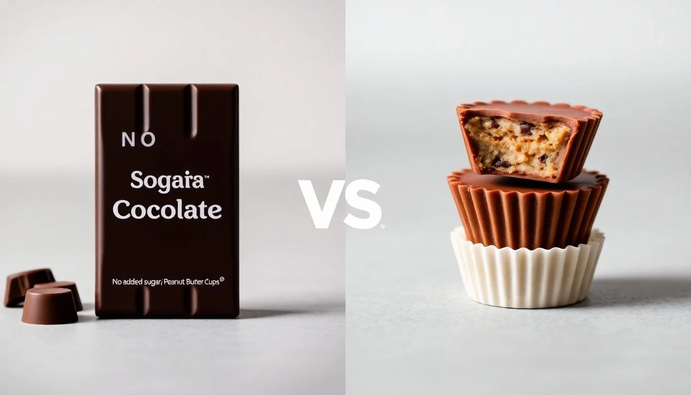 No Added Sugar Dark Chocolate vs Sugar Free Peanut Butter Cups Miniatures