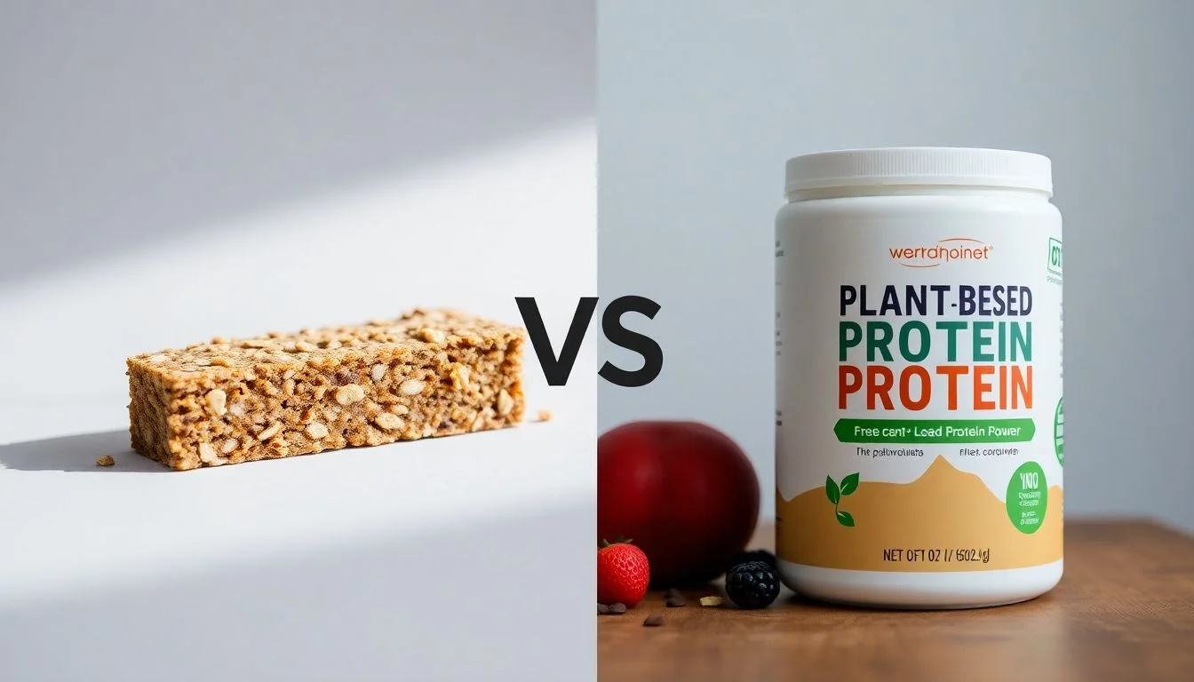 Oatmeal Chocolate Chip Protein Bar vs Organic Protein Plant-Based Protein Powder - Creamy 