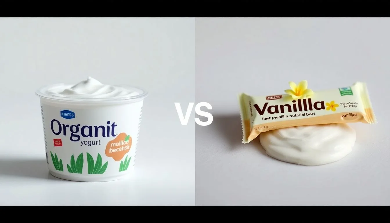 Organic Greek Yogurt vs Vanilla Yogurt Nutrition Bar, Vanilla