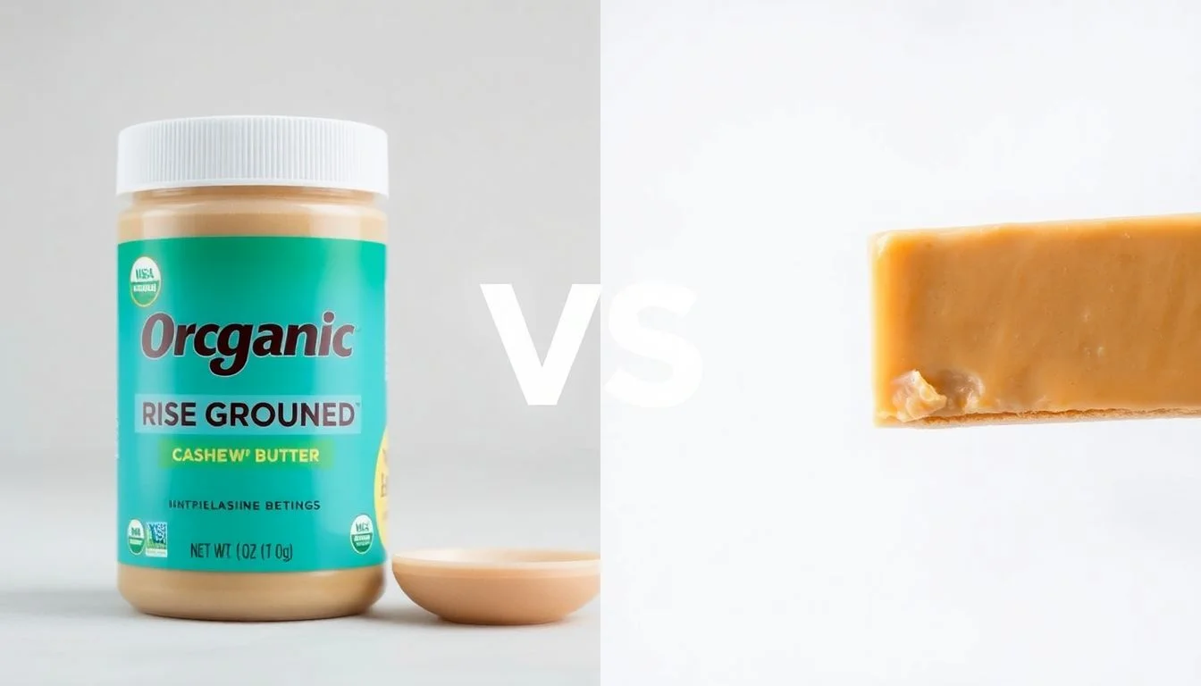 Organic Peanut Butter Fresh Ground vs Cashew butter chocolate chip nutrition bars