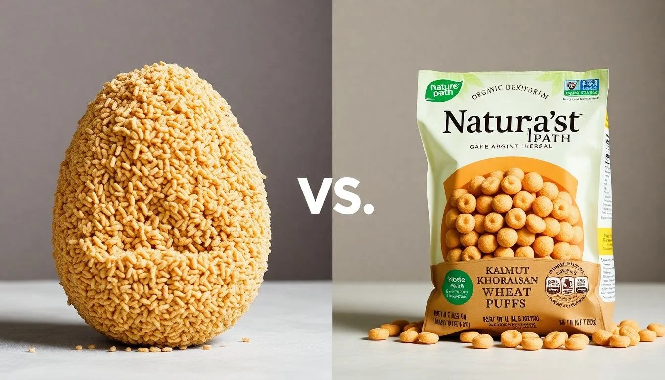 Organic Whole Grain Kamut vs Nature s path kamut khorasan wheat puffs cereal