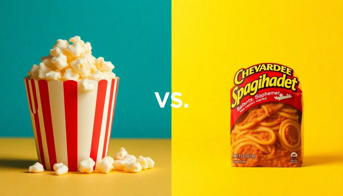 Popcorn vs Chef Boyardee Spaghetti