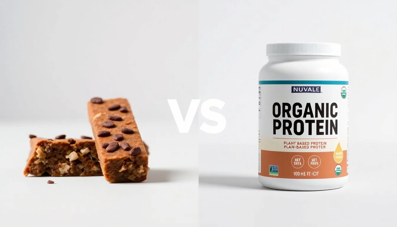 Protein Bar vs Organic Protein Plant-Based Protein Powder - Creamy French Vanilla