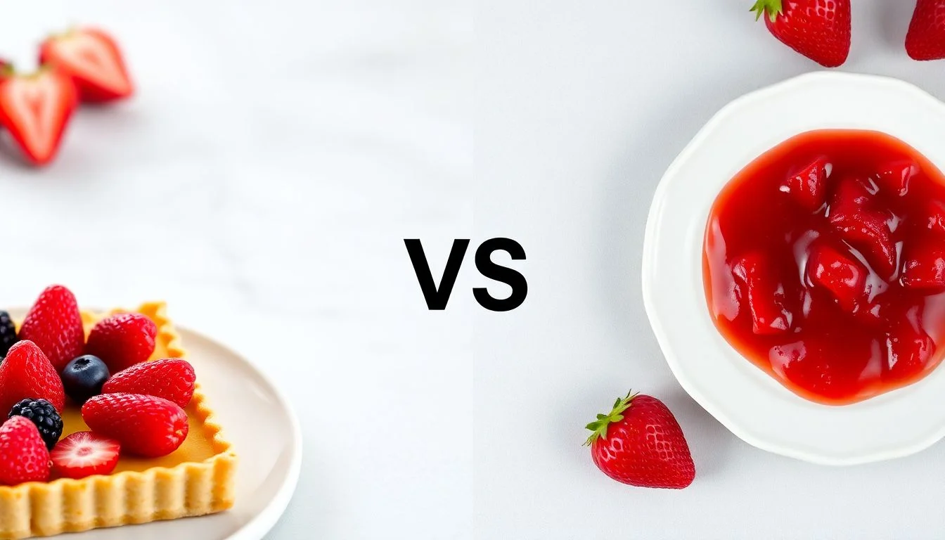 Rectangular Fruit Tart vs Strawberry Preserves