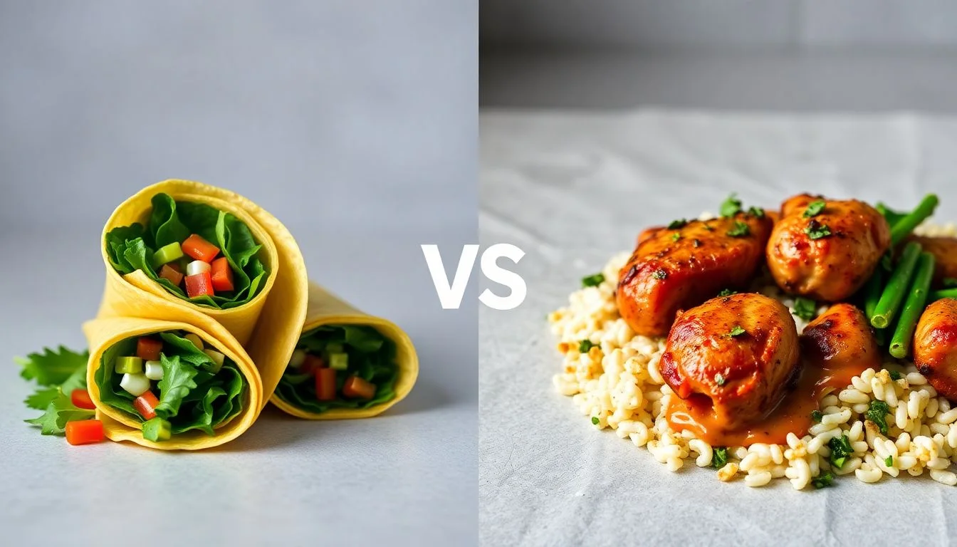 Spinach Herb Wraps vs Ready Rice Roasted Chicken