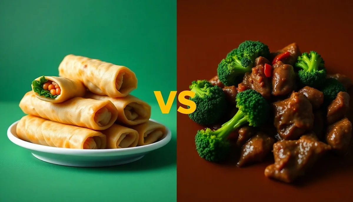 Vegetable Spring Rolls vs Beef & Broccoli